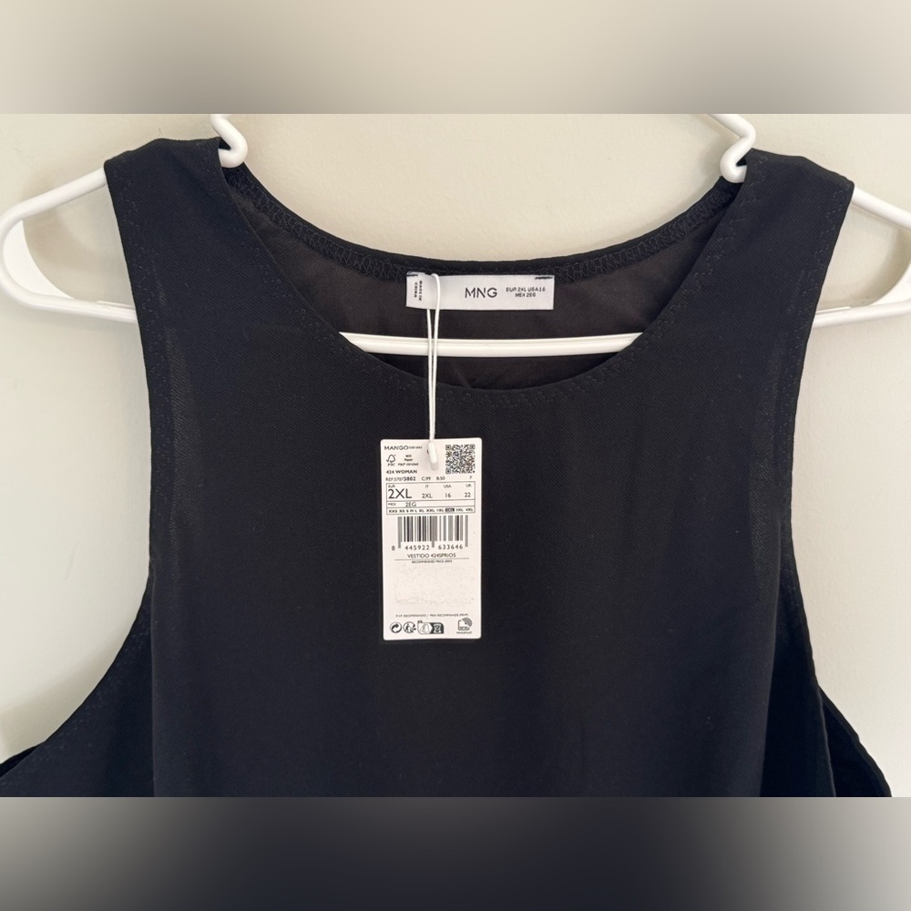 Mango Maxi Black Dress with Side Slit, Black, Size 2XL - Picture 3 of 4